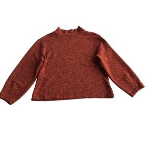 Cut Loose USA Made Crimped Fabric Pullover Lagenlook Orangina Mock Neck Top S‎
